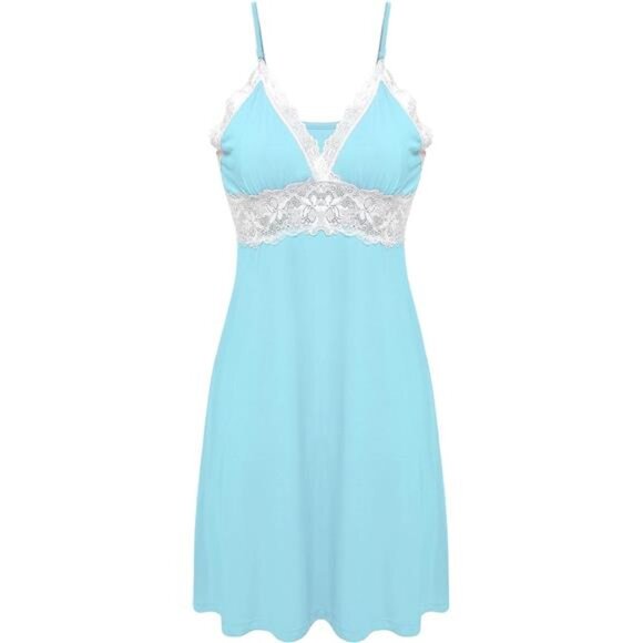 Other - Womens Chemise Nightgown Full Slip Lace Dress Blue